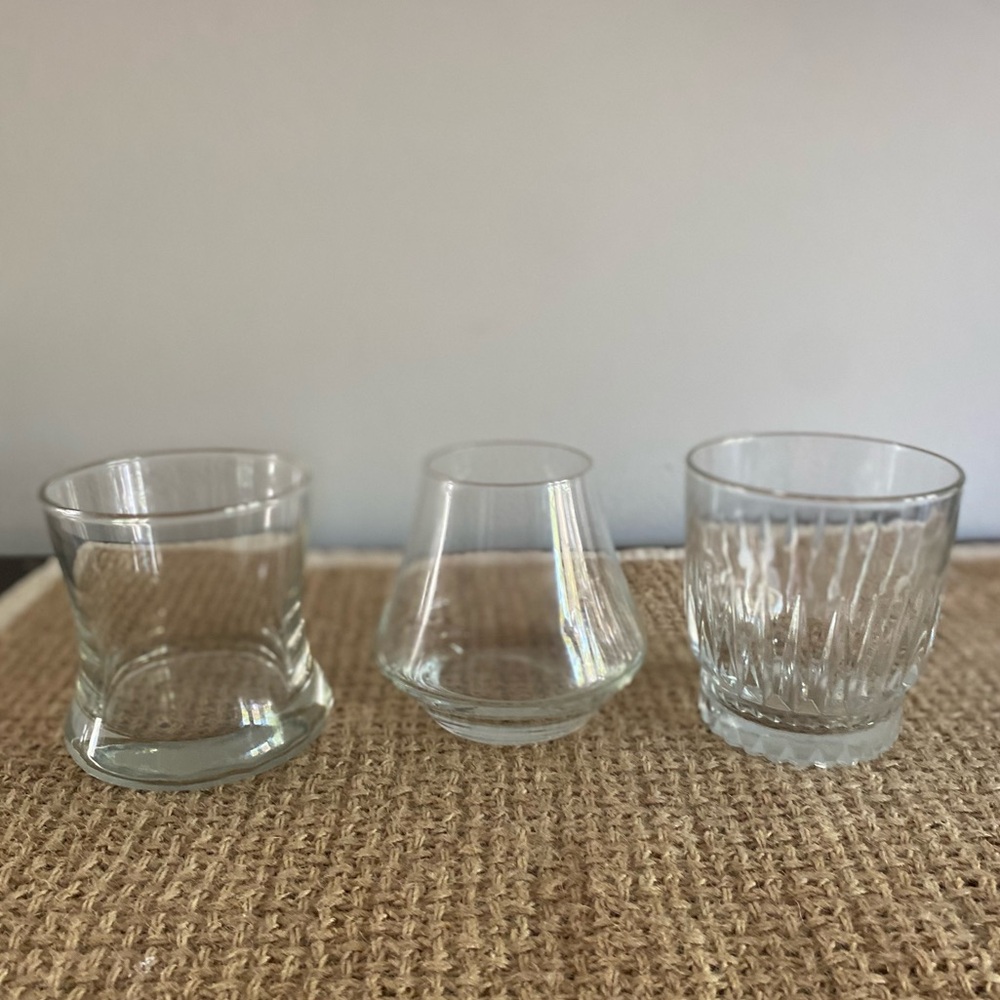 SET OF 3 VARIETY VINTAGE WHISKEY ROCKS BAR GLASSES DRINKWARE